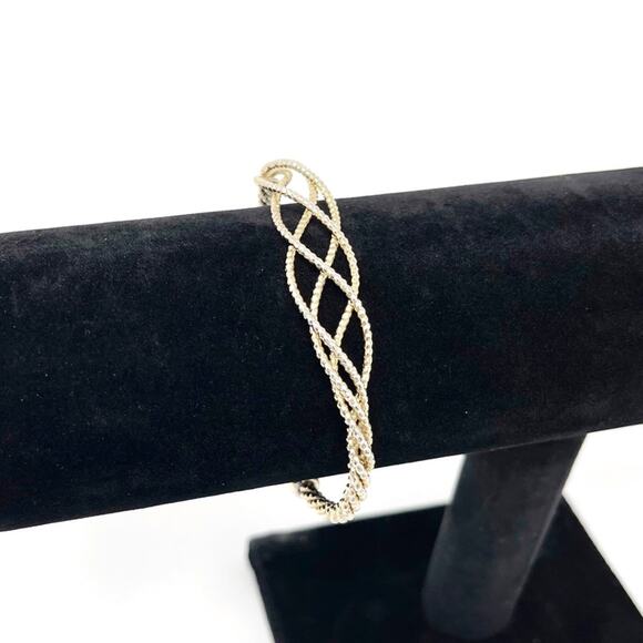 VINTAGE Braided Gold Adjustable Bangle Bracelet - Picture 2 of 9